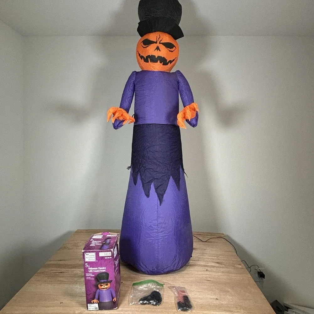 5ft Airblown Inflatable Halloween Pumpkin Reaper Home Accents Holiday Blow Up